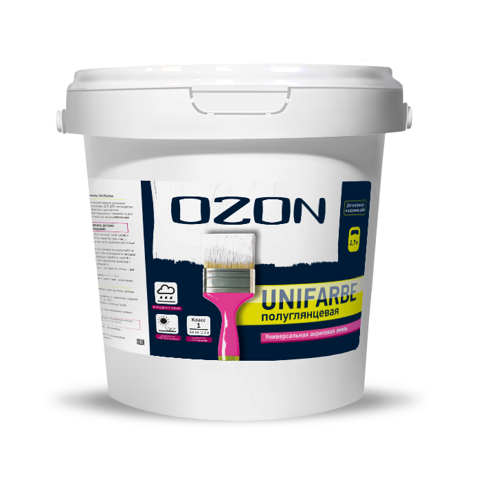 Краска эмалевая для наружных работ по дереву OZON Unifarbe ВД-АК-158С-3,0 С (бесцветная)  обычная